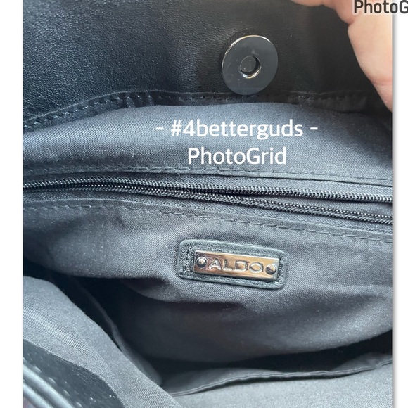 Aldo Fringe Handle Shoulder | Cross Body Adjustable Handle Black Satchel Purse - Picture 4 of 16